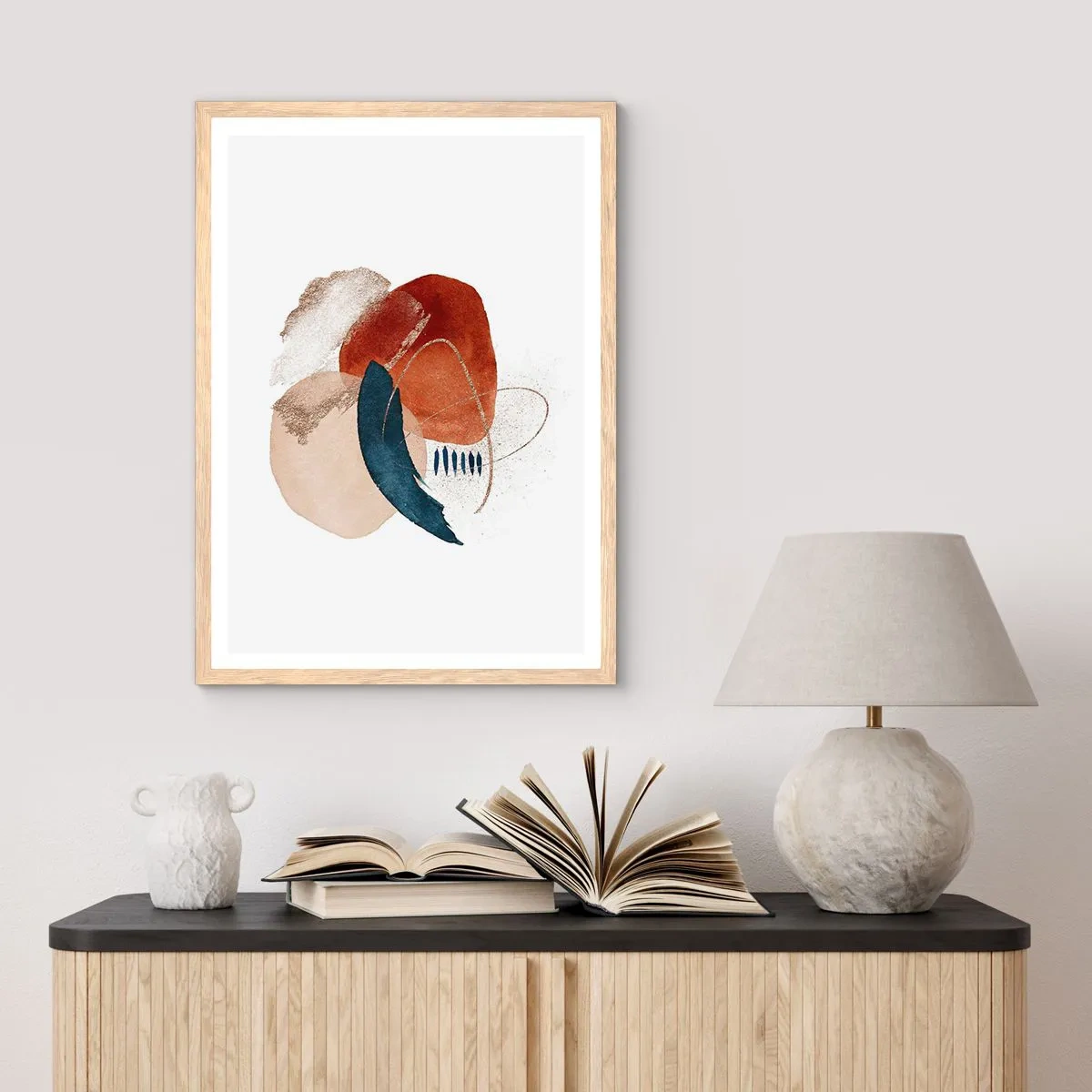 Poster în ramă de stejar deschis - Compoziție ovală - 70x100 cm