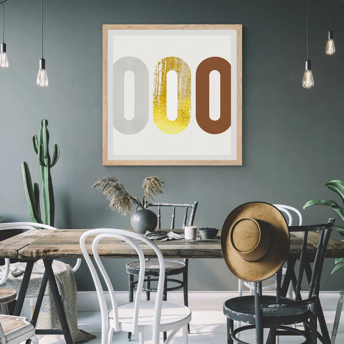 Poster în ramă de stejar deschis - Ooo! - 40x40 cm
