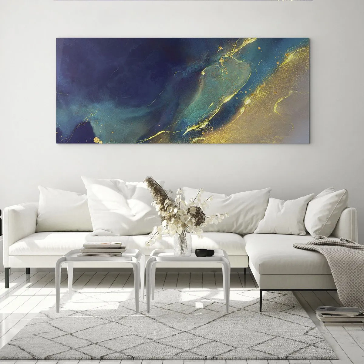 Tablou pe sticlă - Baltă de aur - 100x40 cm