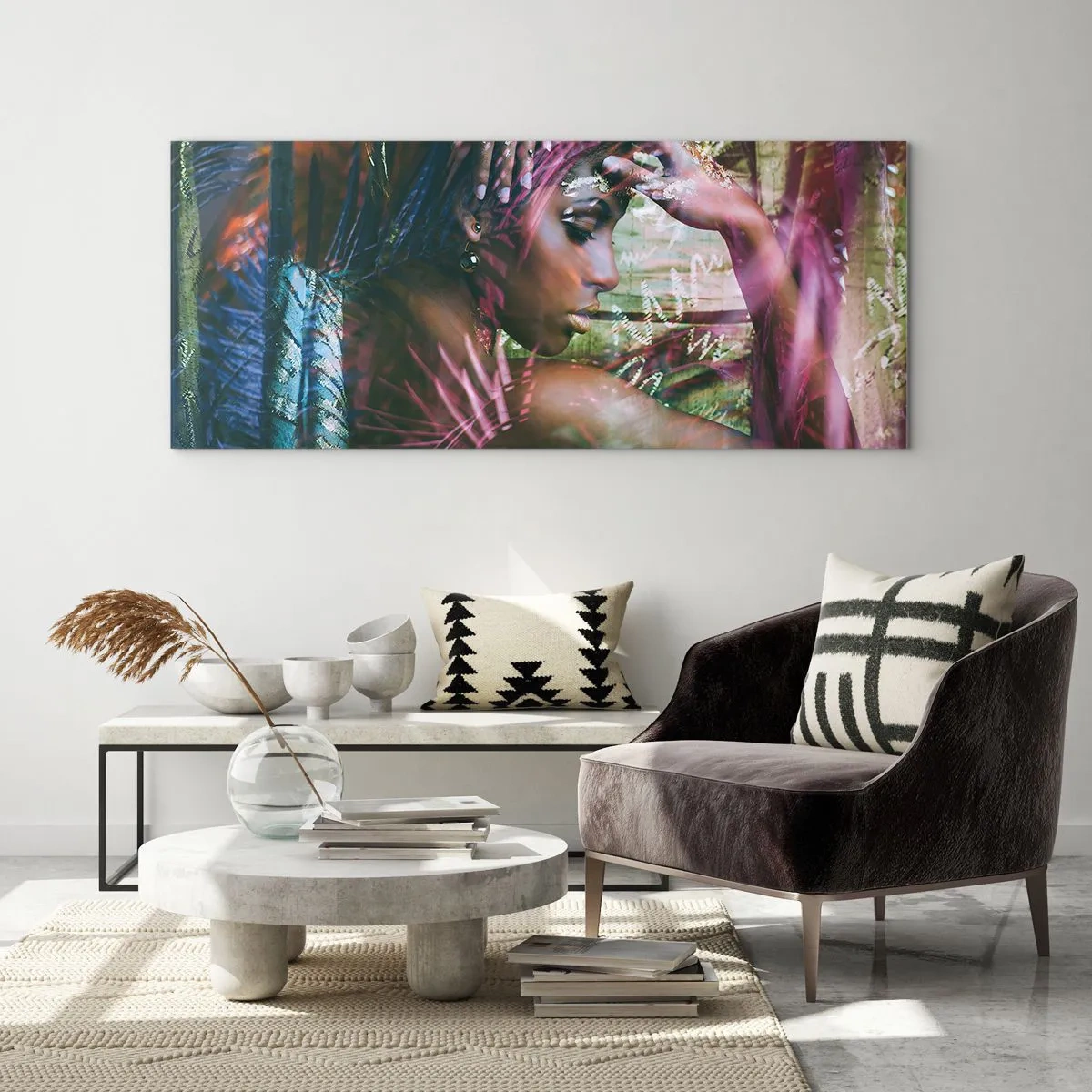 Tablou pe sticlă - Mama Natură în junglă - 100x40 cm