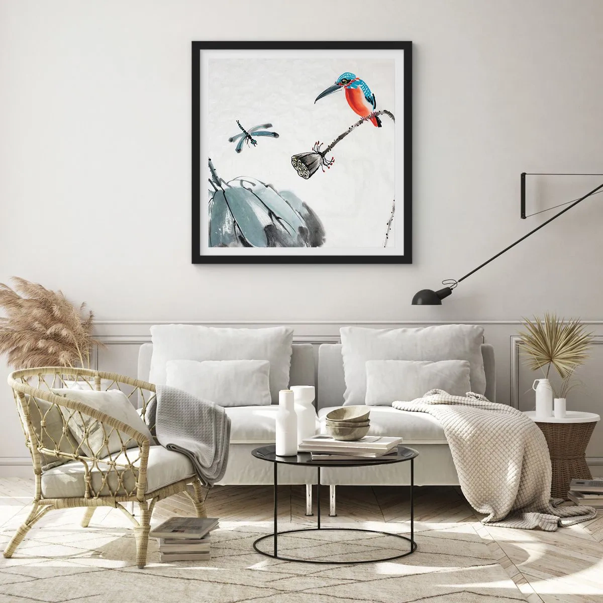 Poster în ramă neagră - Viața de pajiște - 60x60 cm