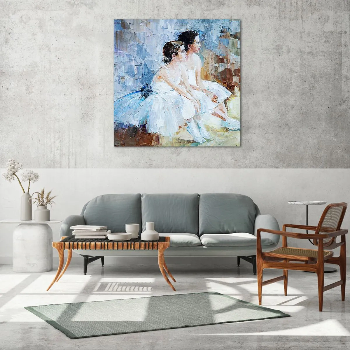 Tablou pe sticlă - Odihna lebedelor tinere - 40x40 cm