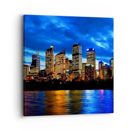 Tablou pe pânză - O noapte de lumini și culori - 40x40 cm