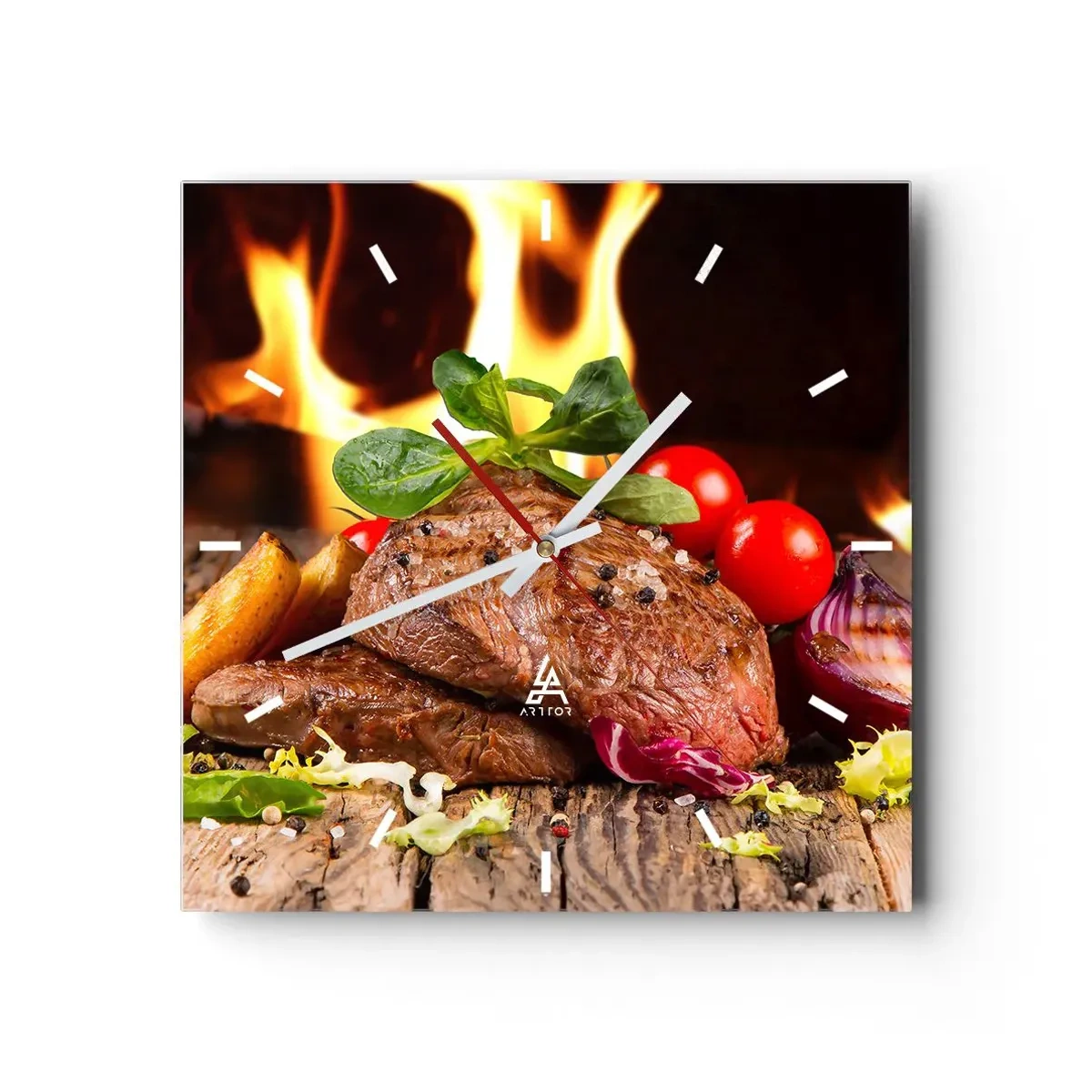 Ceas de perete - Ceas pe sticlă - Înconjurată de ardoare - 30x30 cm