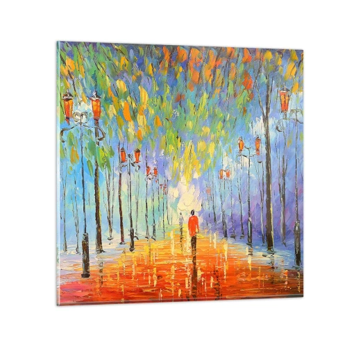 Tablou pe sticlă - Cântecul de noapte al ploii - 70x70 cm