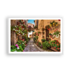Poster în ramă albă - Străduță italiană - 91x61 cm
