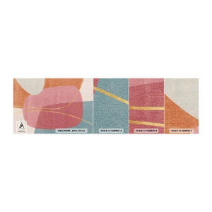 Mostră tapet autocolant Deluxe Sticker - Compoziție pastel cu fir de aur - Abstracția, Minimalism, Forme - 100x30 cm