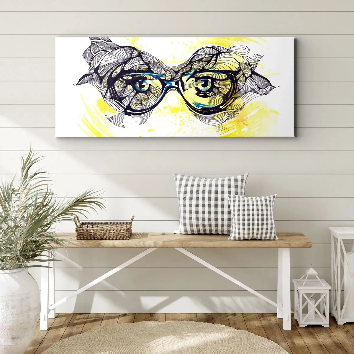 Tablou pe pânză - Prin ochelari albaștri - 140x50 cm