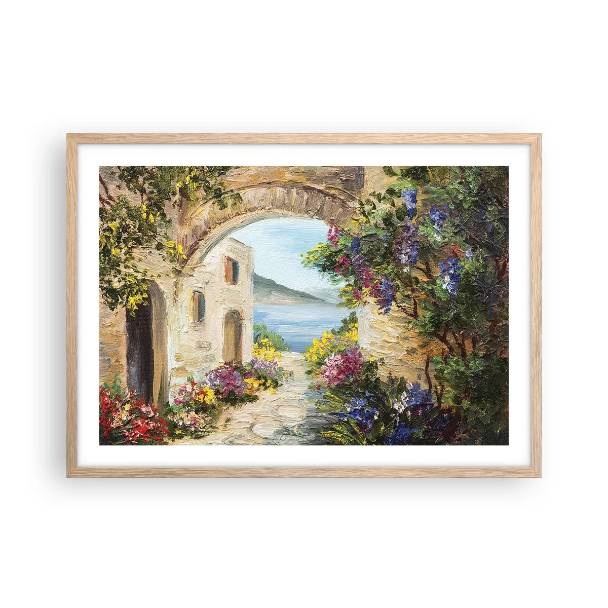 Poster în ramă de stejar deschis - Farmecul peisajului de coastă - 70x50 cm