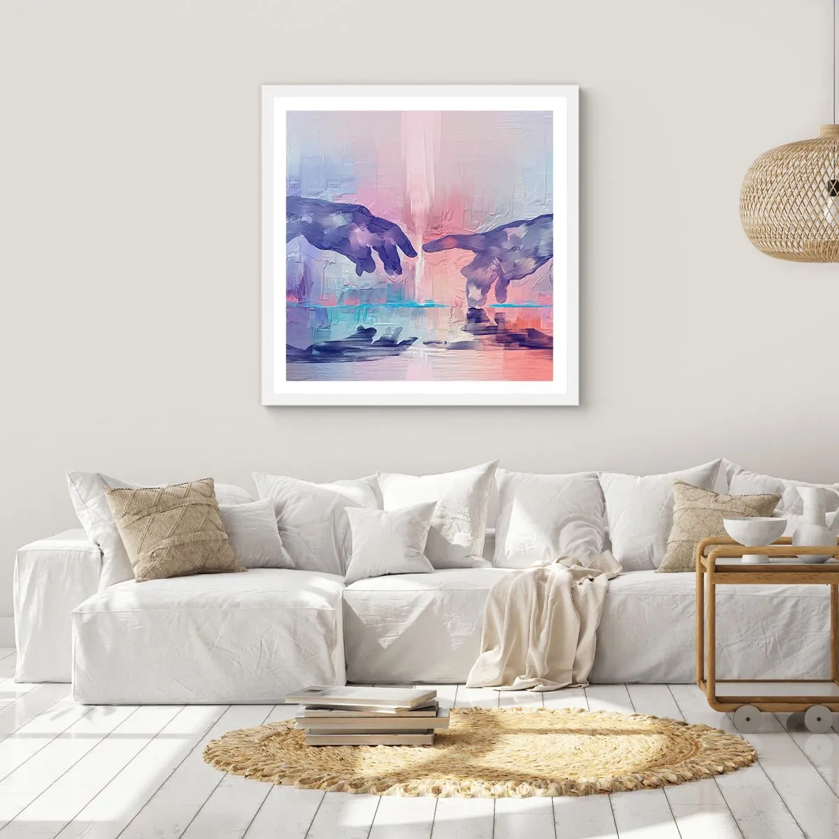 Poster în ramă albă - Scânteia divină a vieții - 50x50 cm
