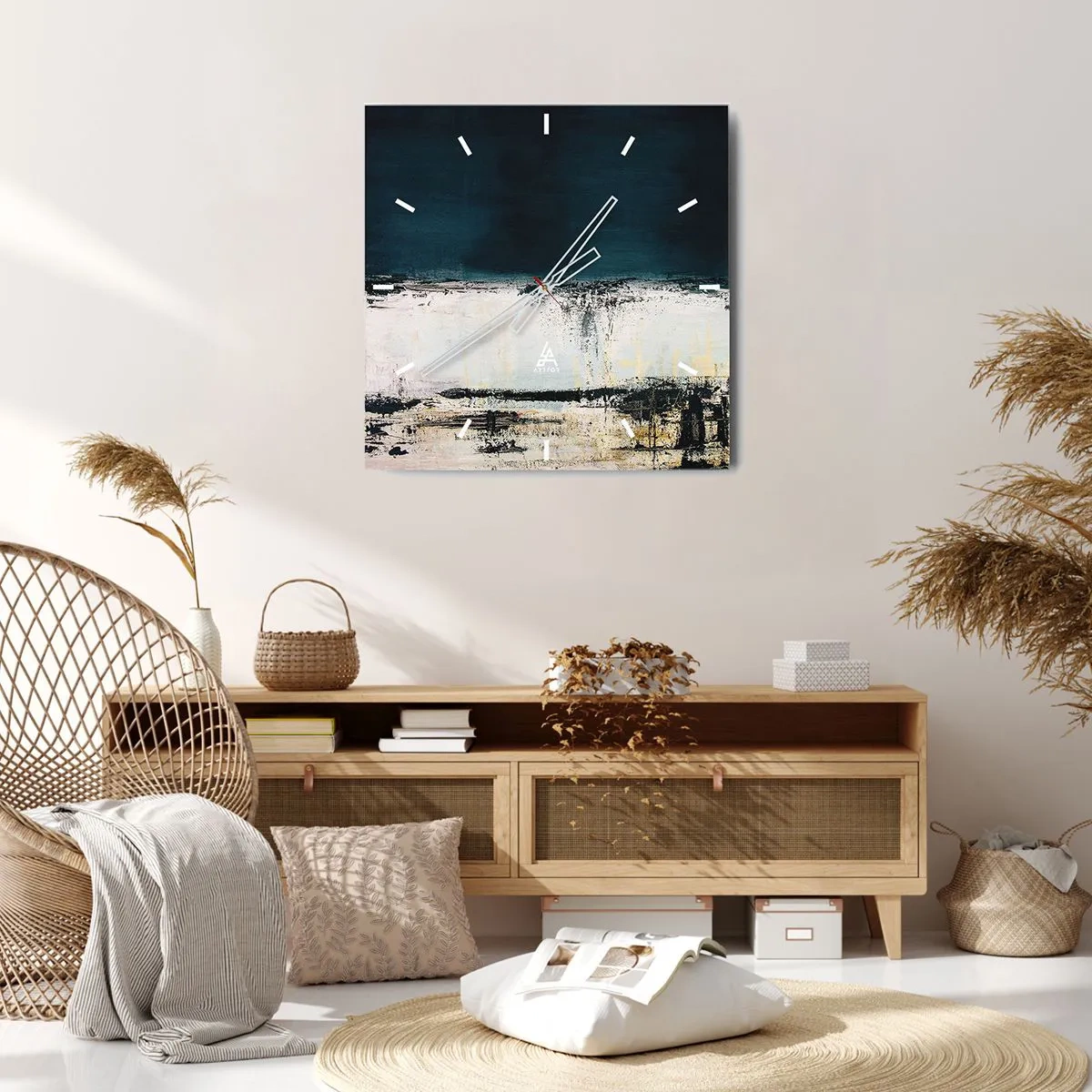Ceas de perete - Ceas pe sticlă - Compoziție orizontală - 40x40 cm