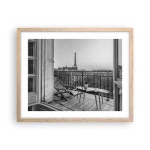 Poster în ramă de stejar deschis - După-amiază pariziană - 50x40 cm