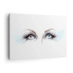 Tablou pe pânză Canvas - Acuarelă cu ochi albaștri și accente delicate - 70x50cm - Ochii unui înger? - Decorațiune modernă pentru perete pentru living și dormitor ARTTOR