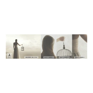 Mostră tapet Premium Sand - Fii liberă - Femeie, Colivie, Pasăre - 100x30 cm