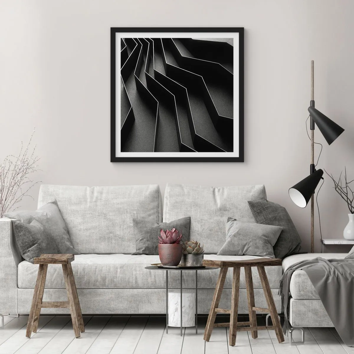 Poster în ramă neagră - Ordinea spațială - 50x50 cm