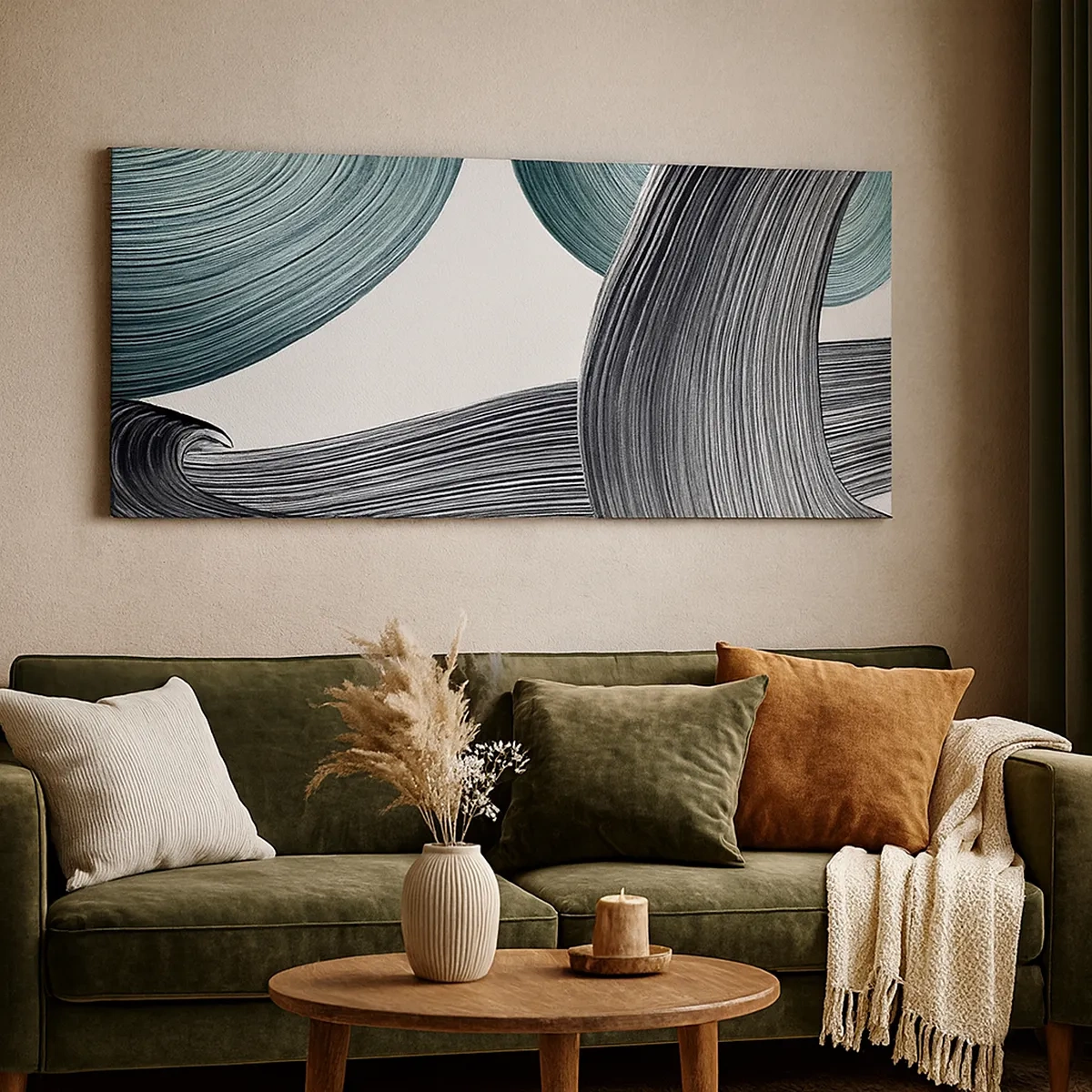 Tablou pe pânză - Trasee de smarald și negru - 30x30 cm