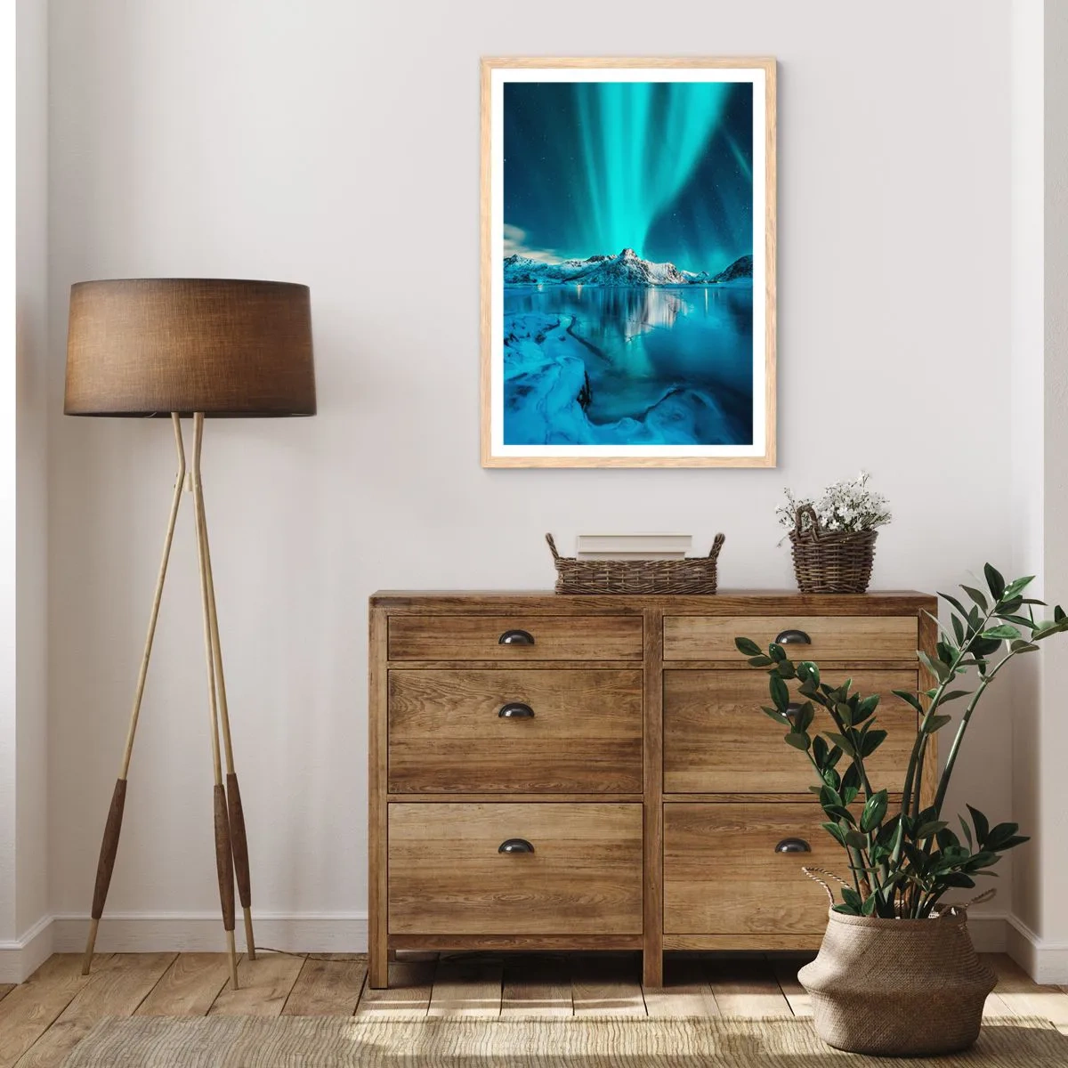 Poster în ramă de stejar deschis - Noaptea de lumină - 50x70 cm