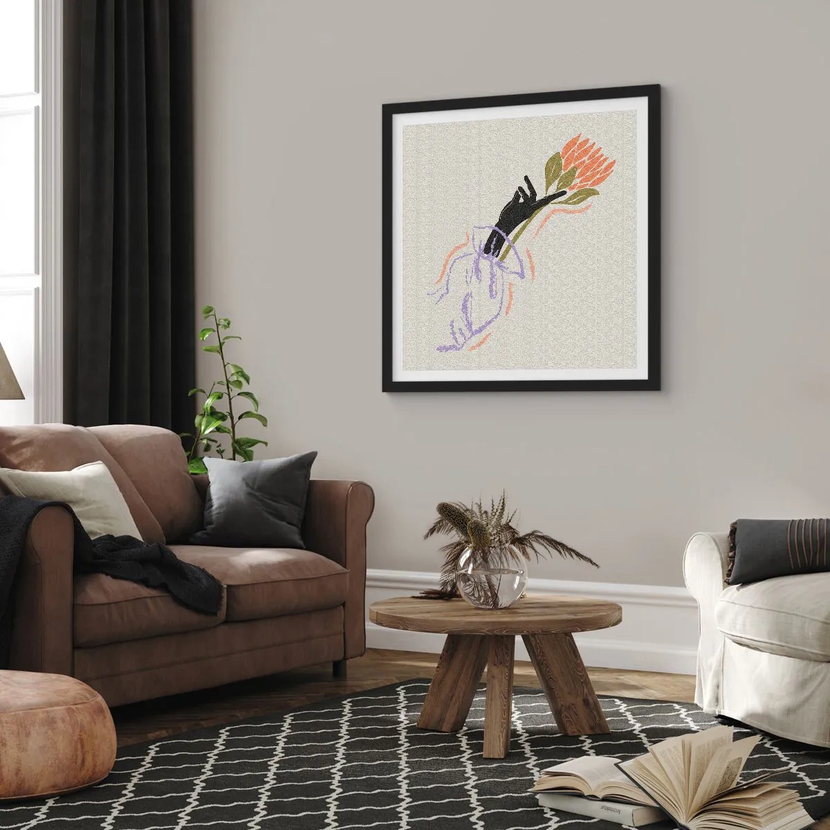 Poster în ramă neagră - Atingere surorială - 50x50 cm