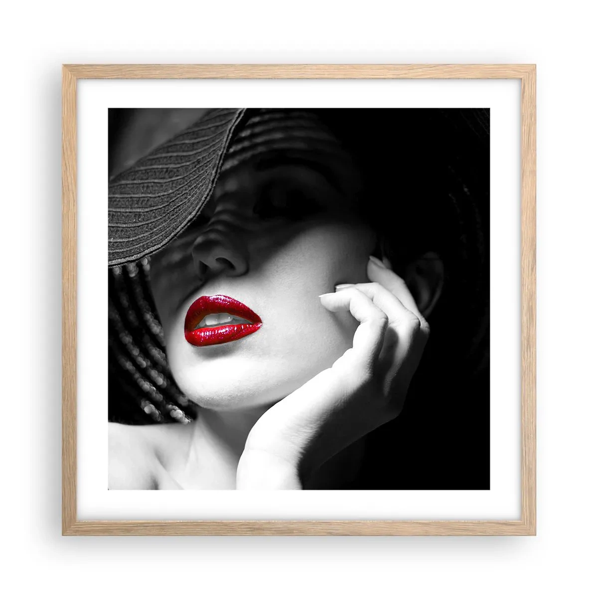 Poster în ramă de stejar deschis - Studiu în stacojiu - 50x50 cm