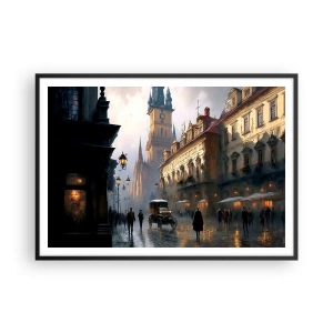 Poster în ramă neagră - Magia unei seri la Praga - 100x70 cm