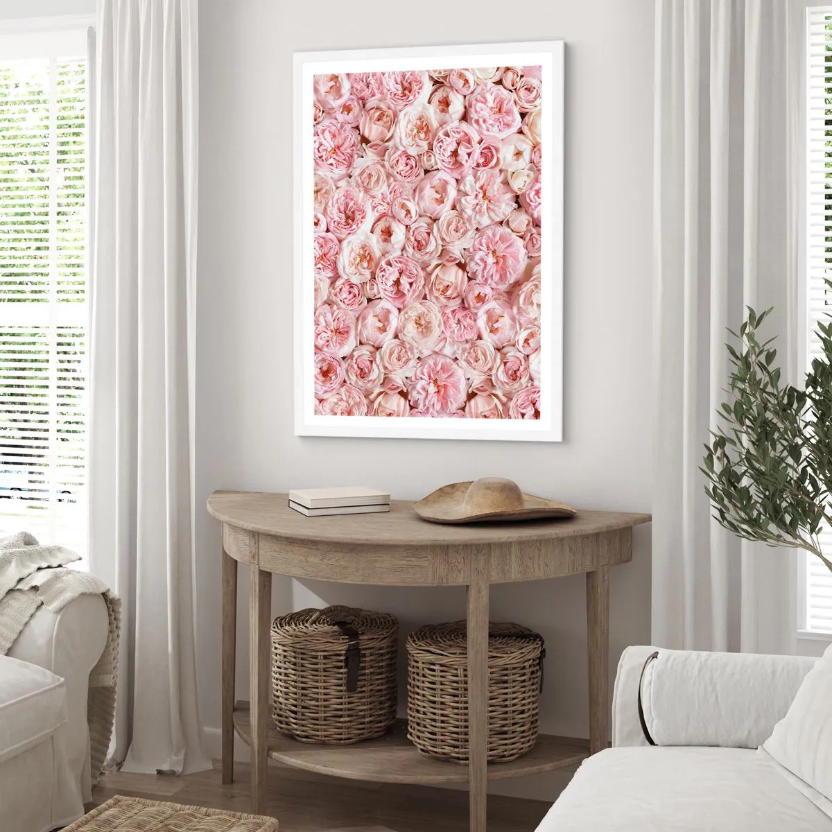 Poster în ramă albă - Presărat cu trandafiri - 40x50 cm