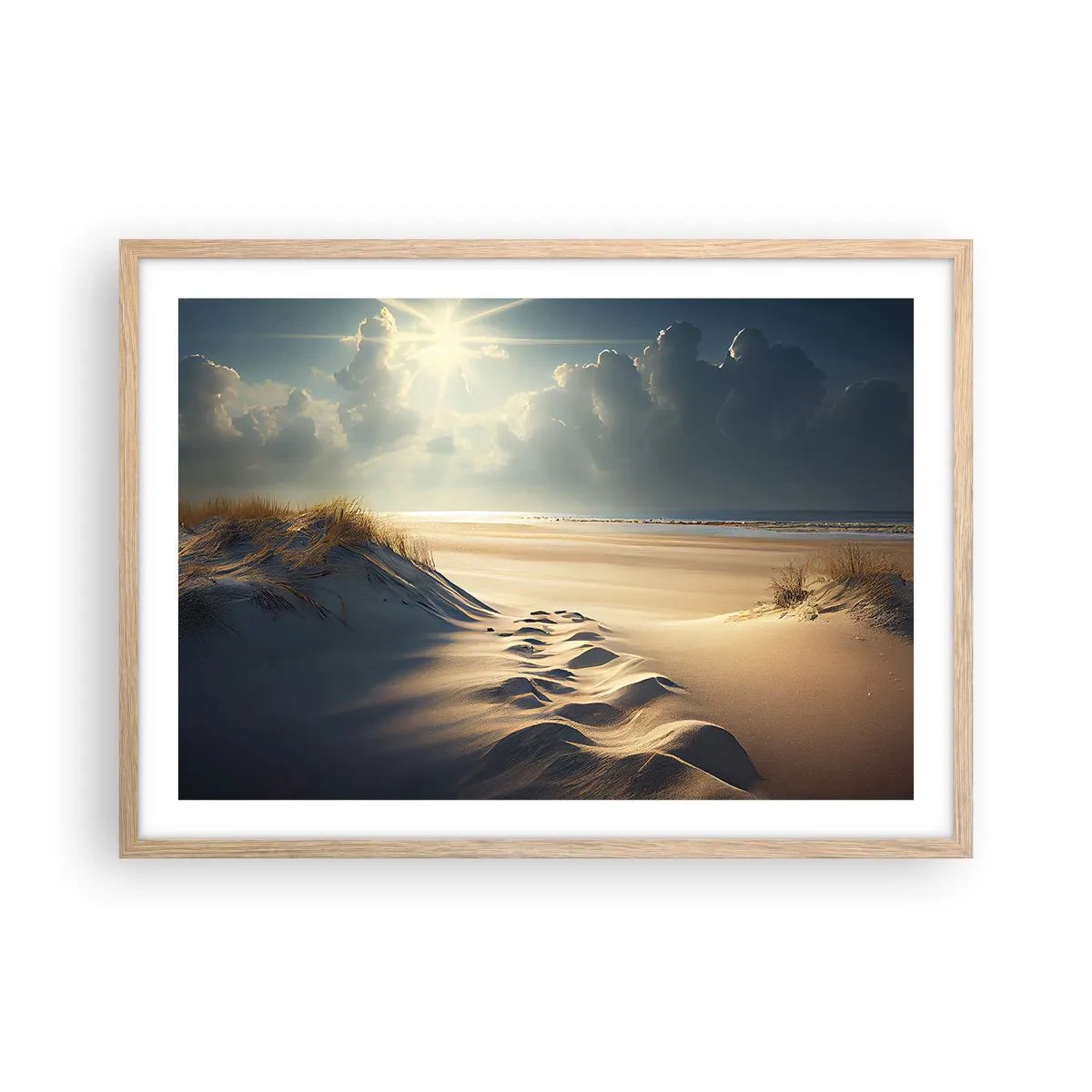 Poster în ramă de stejar deschis - Peisaj liniștitor - 70x50 cm