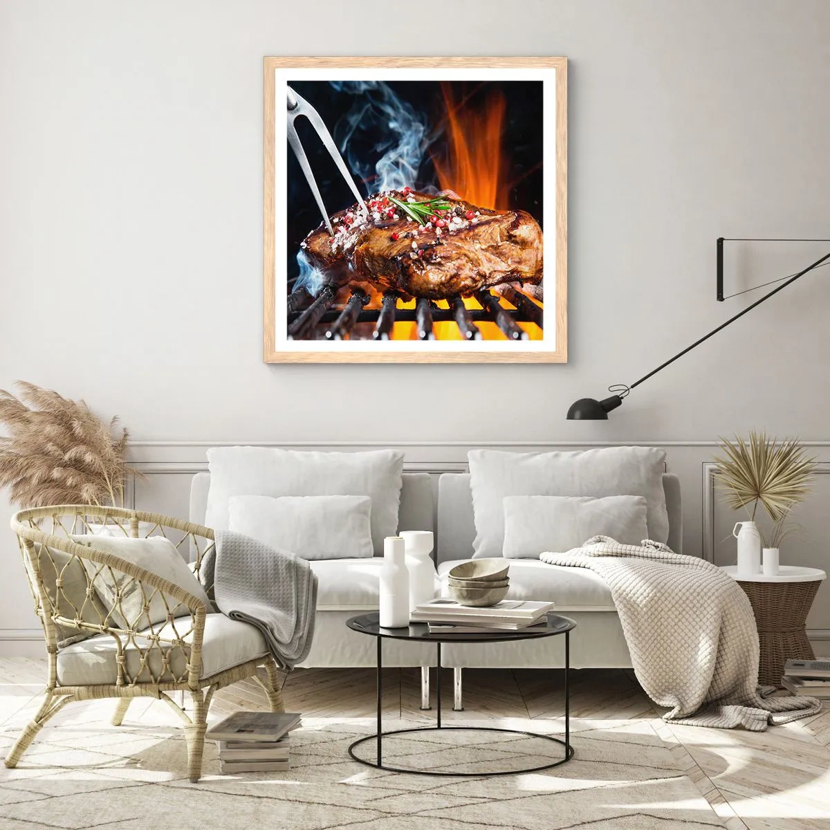 Poster în ramă de stejar deschis - Suculente și parfumate - 50x50 cm