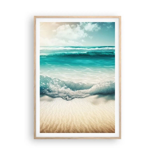 Poster în ramă de stejar deschis - Calmul oceanului - 70x100 cm