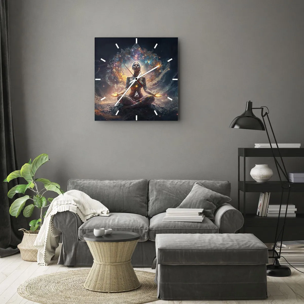 Ceas de perete - Ceas pe sticlă - Flux de energie bună - 40x40 cm