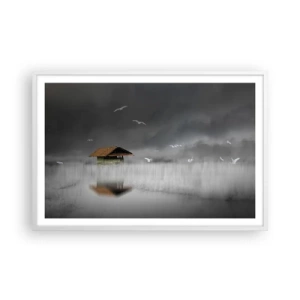 Poster în ramă albă - Adăpost de ploaie - 91x61 cm