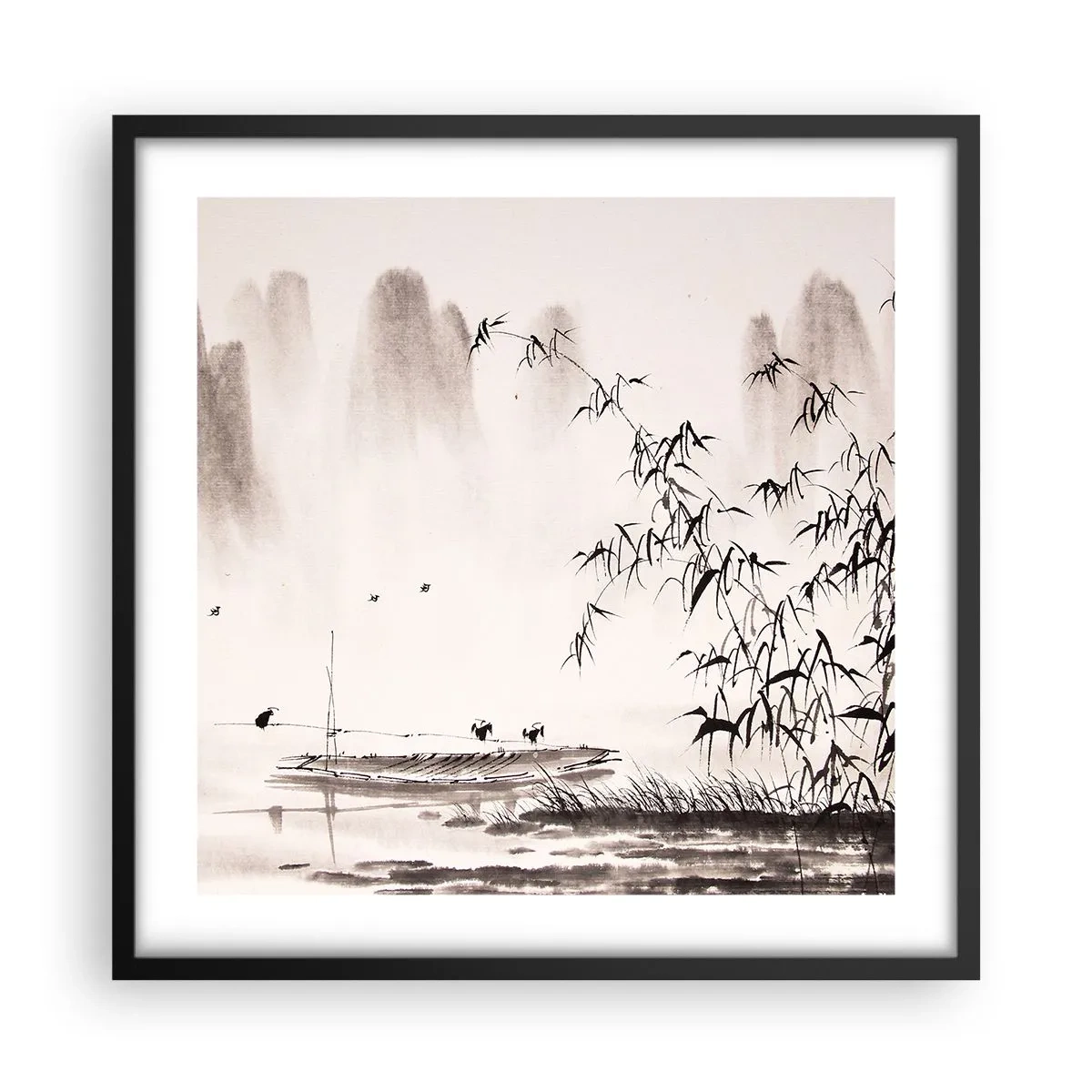 Poster în ramă neagră - Liniștea câmpurilor de orez - 50x50 cm