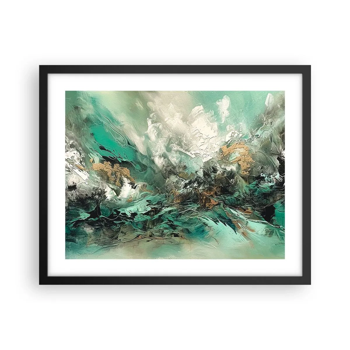 Poster în ramă neagră - Fierbere negru-smarald - 50x40 cm