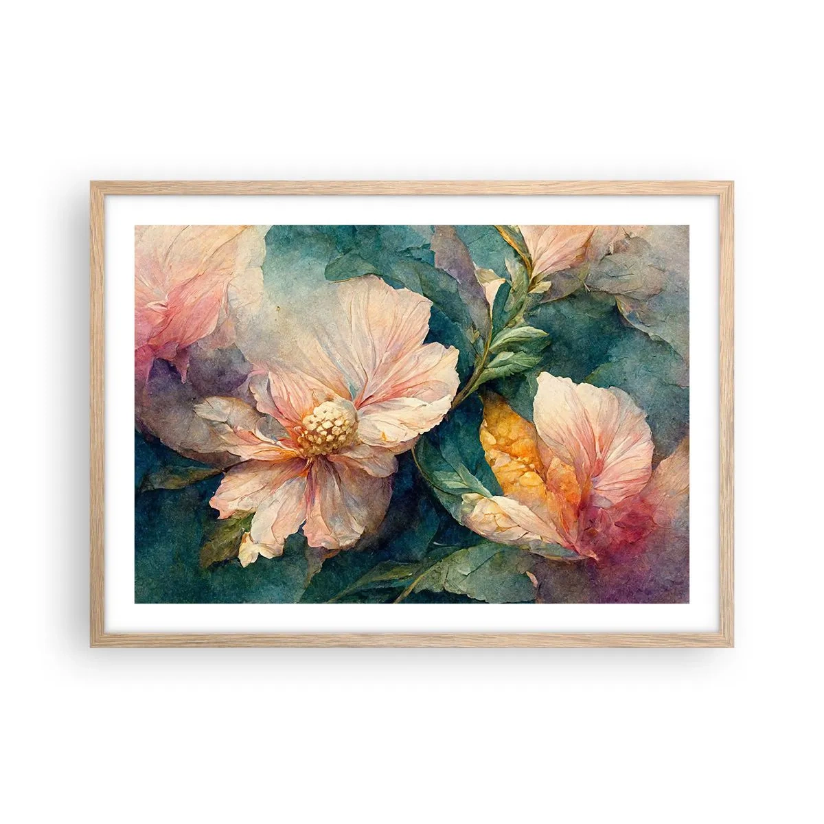 Poster în ramă de stejar deschis - Subtilitate pură - 70x50 cm