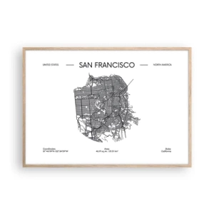 Poster în ramă de stejar deschis - Anatomia San Francisco - 100x70 cm