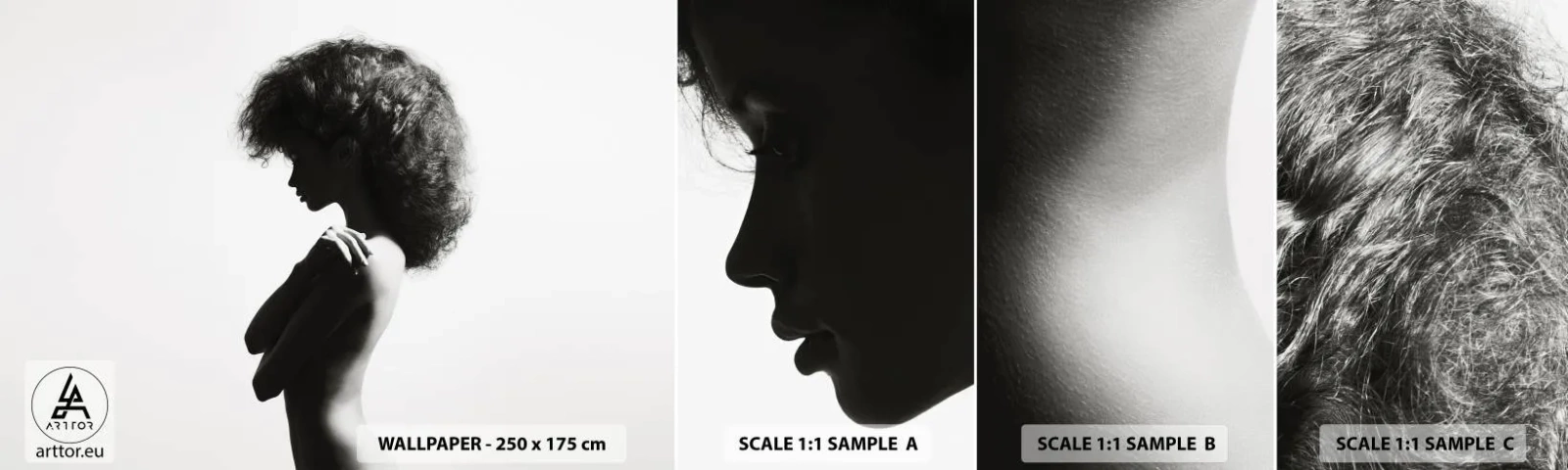 Mostră tapet autocolant Deluxe Sticker - Ca o floare pe o tulpină subțire - Femeie, Corp, Model - 100x30 cm