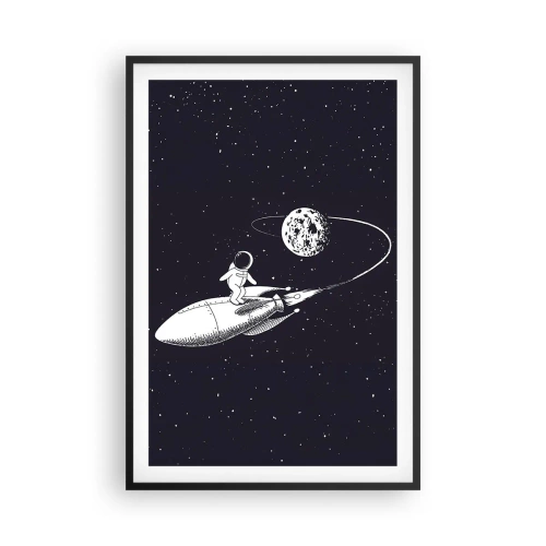 Poster în ramă neagră - Surfer spațial - 61x91 cm