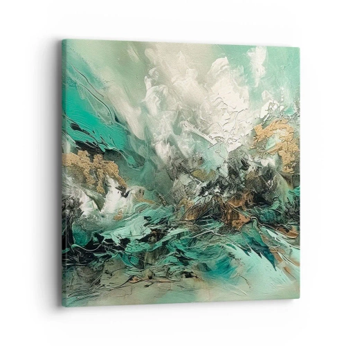 Tablou pe pânză - Fierbere negru-smarald - 40x40 cm