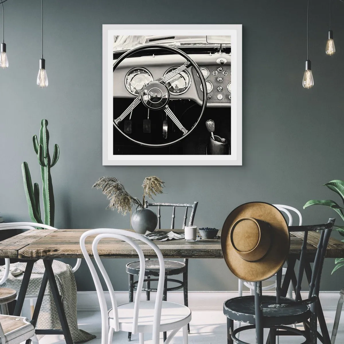 Poster în ramă albă - Visul unui colecționar - 60x60 cm