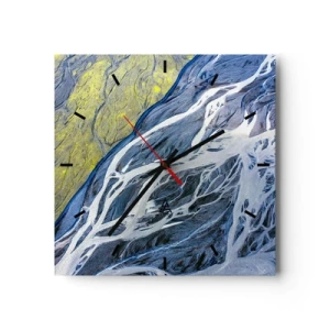 Ceas de perete - Ceas pe sticlă - Picturi din natură - 40x40 cm