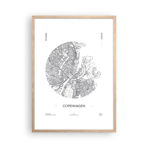 Poster în ramă de stejar deschis - Anatomia Copenhagăi - 50x70 cm