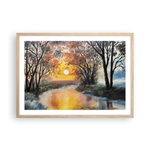 Poster în ramă de stejar deschis - Atmosferă de toamnă - 70x50 cm