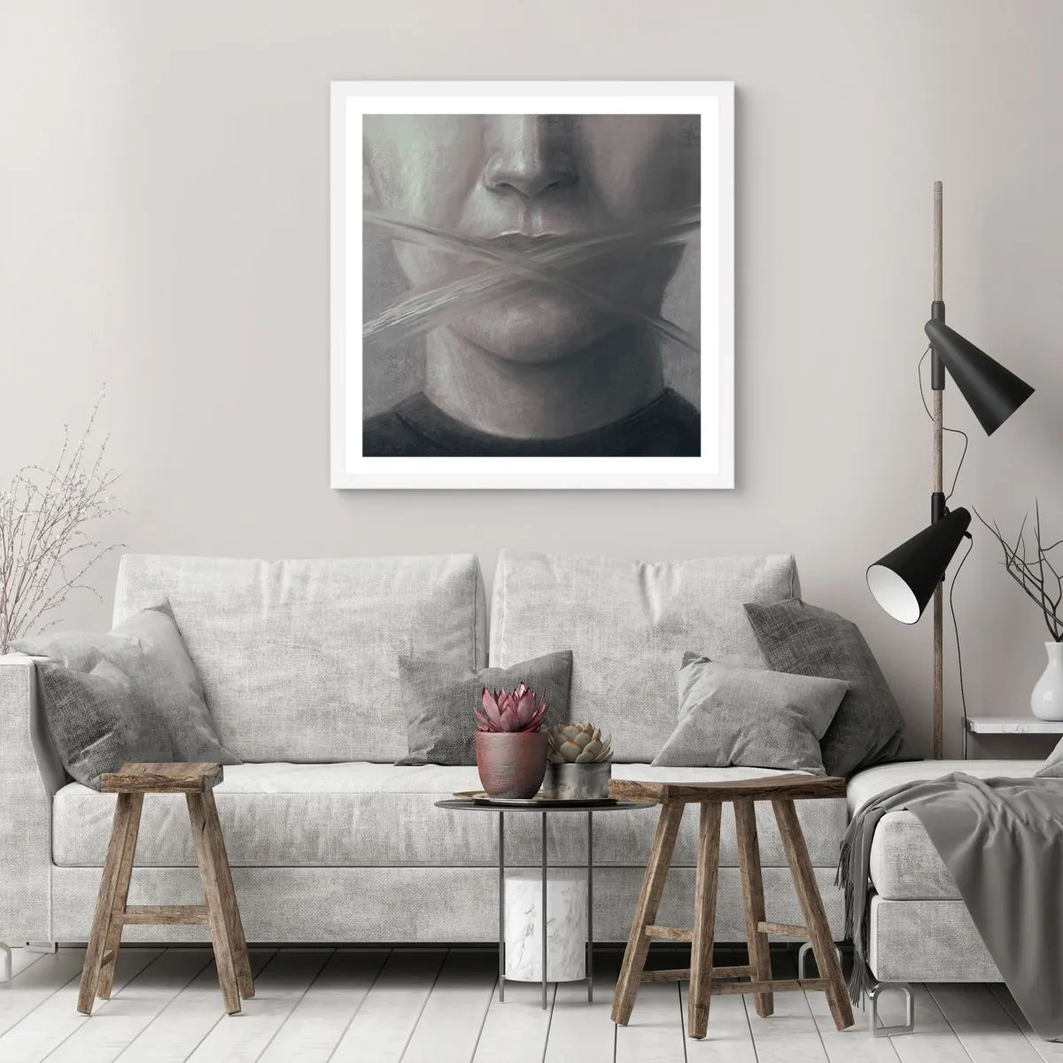 Poster în ramă albă - Nici un cuvânt - 50x50 cm