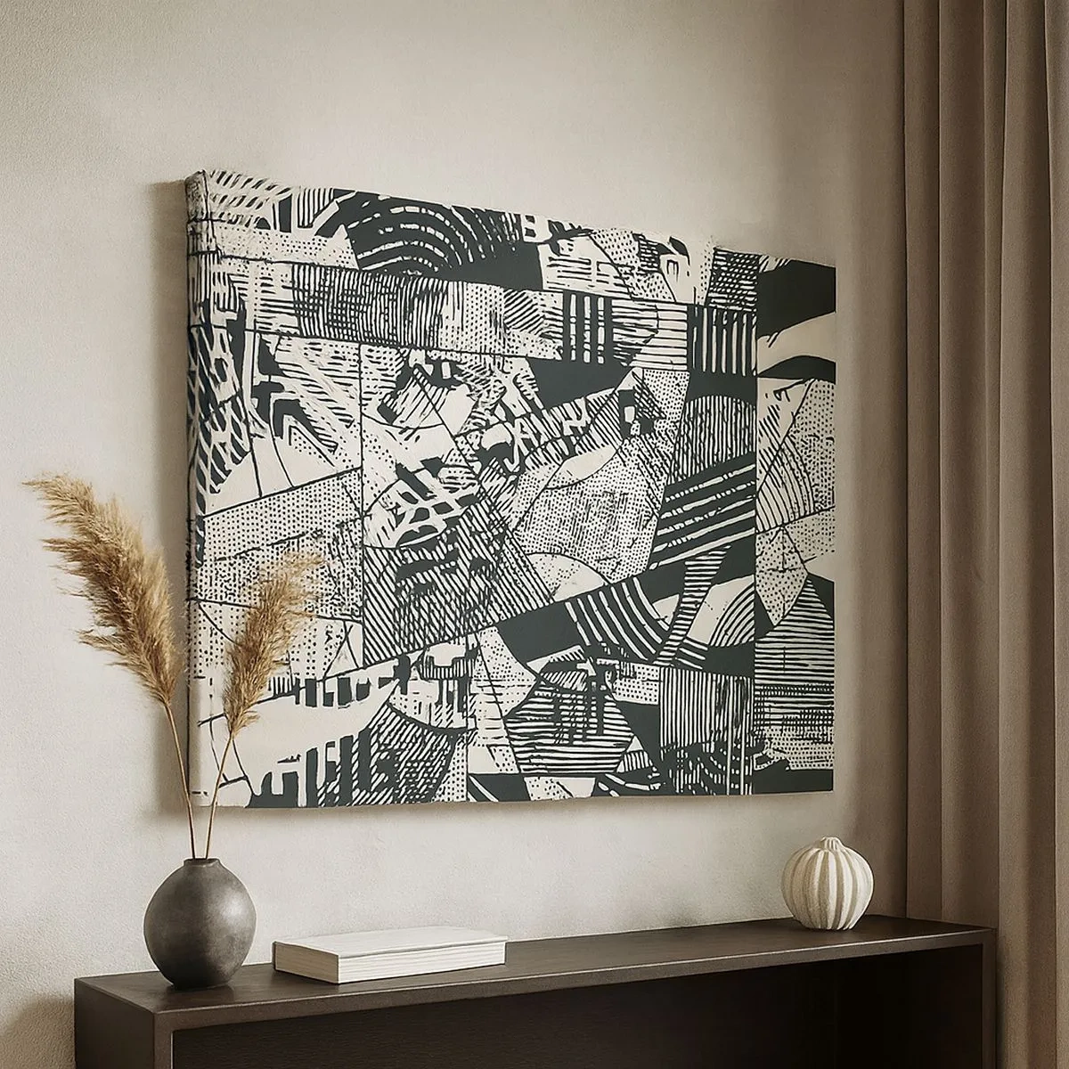 Tablou pe pânză Canvas - Modele geometrice abstracte în nuanțe de verde pe un fundal deschis - 70x50cm - Dinamica de astăzi - Decorațiune modernă pentru perete pentru living și dormitor ARTTOR
