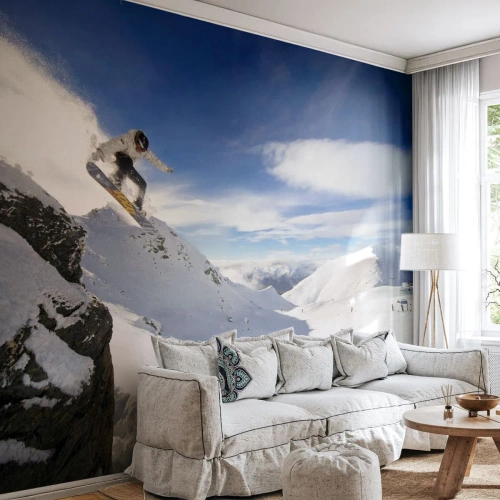 Tapet Premium Canvas - Libertate fără frontiere - Snowboarding, Peisaj, Munţi - 250x175 cm