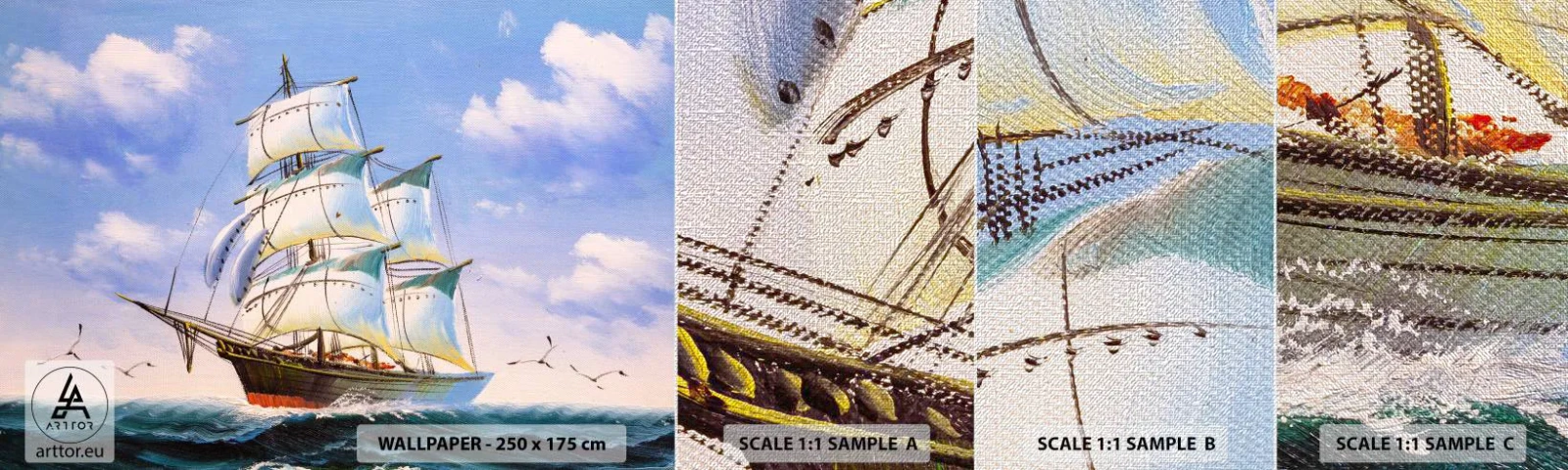 Mostră tapet Premium Canvas - Cu mândrie în vânt - Nautic, Barca de navigat, Ocean - 100x30 cm