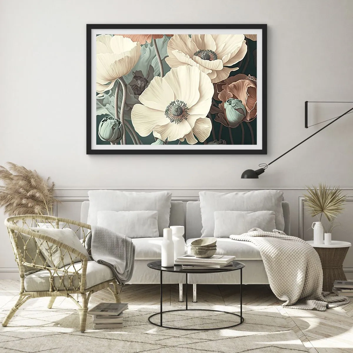 Poster în ramă neagră - Șoapta macilor - 70x50 cm