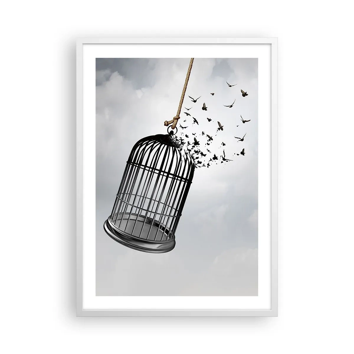 Poster în ramă albă - Credință...Speranță...Libertate! - 50x70 cm
