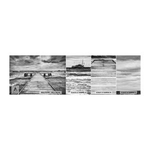 Mostră tapet autocolant Deluxe Sticker - Aștept ca vântul să fugărească... - Peisaj, Pod de lemn, Mare - 100x30 cm
