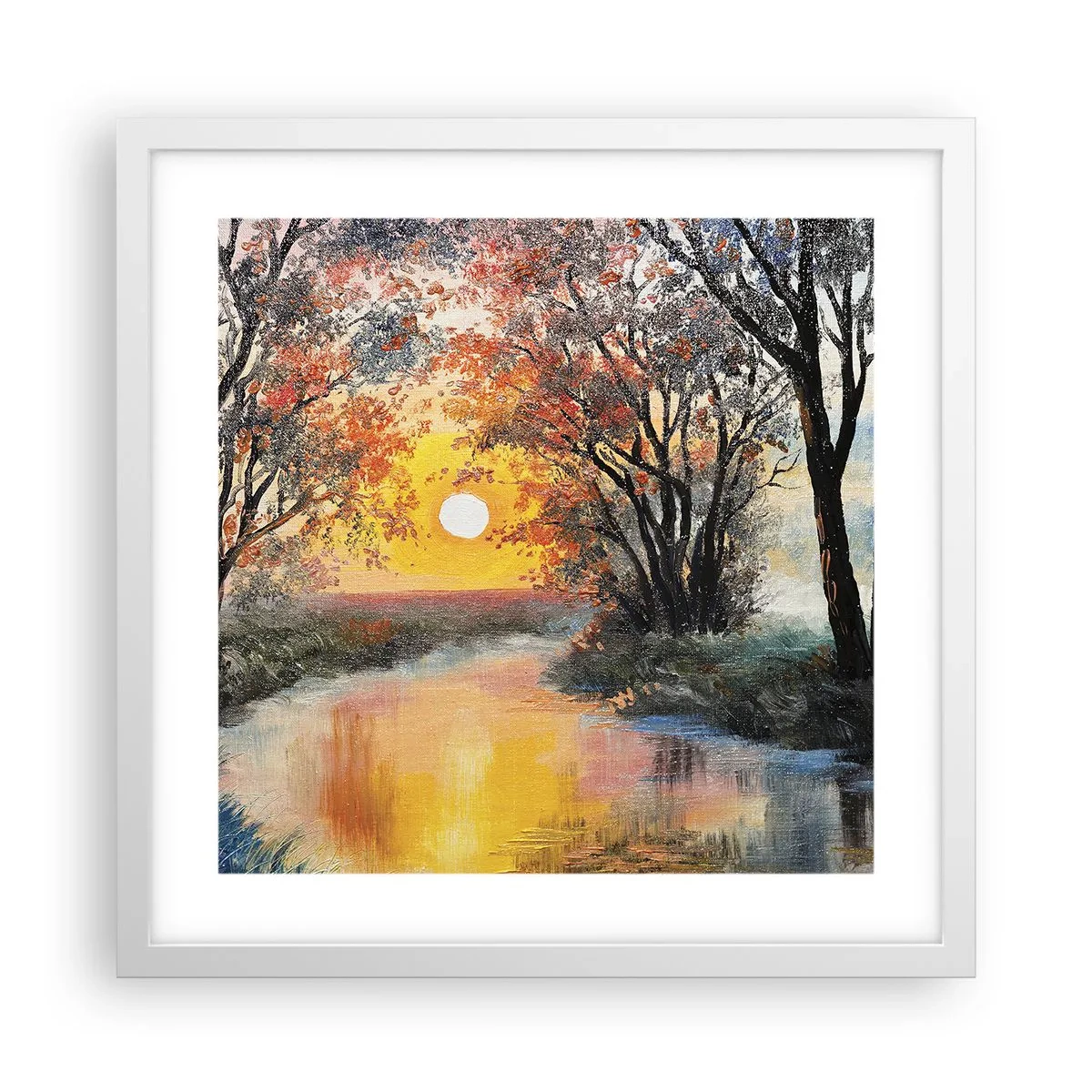 Poster în ramă albă - Atmosferă de toamnă - 40x40 cm