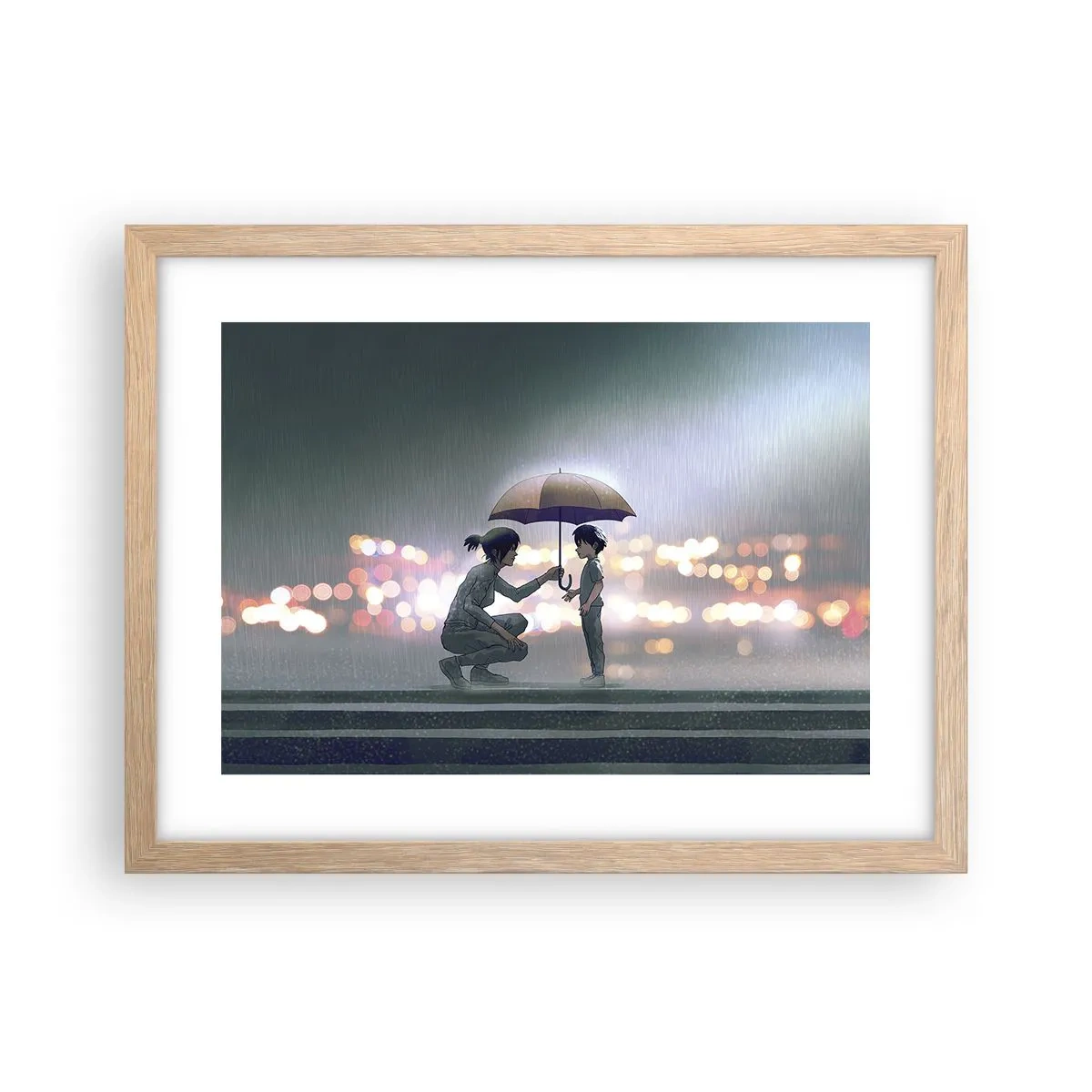 Poster în ramă de stejar deschis - Și totul este bine acum - 40x30 cm